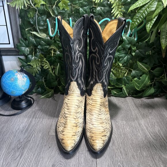 RARE Tony Lama Boots Men 9 D Exotic Python Snakeskin. Gloss Upper Leather VTG main image 7